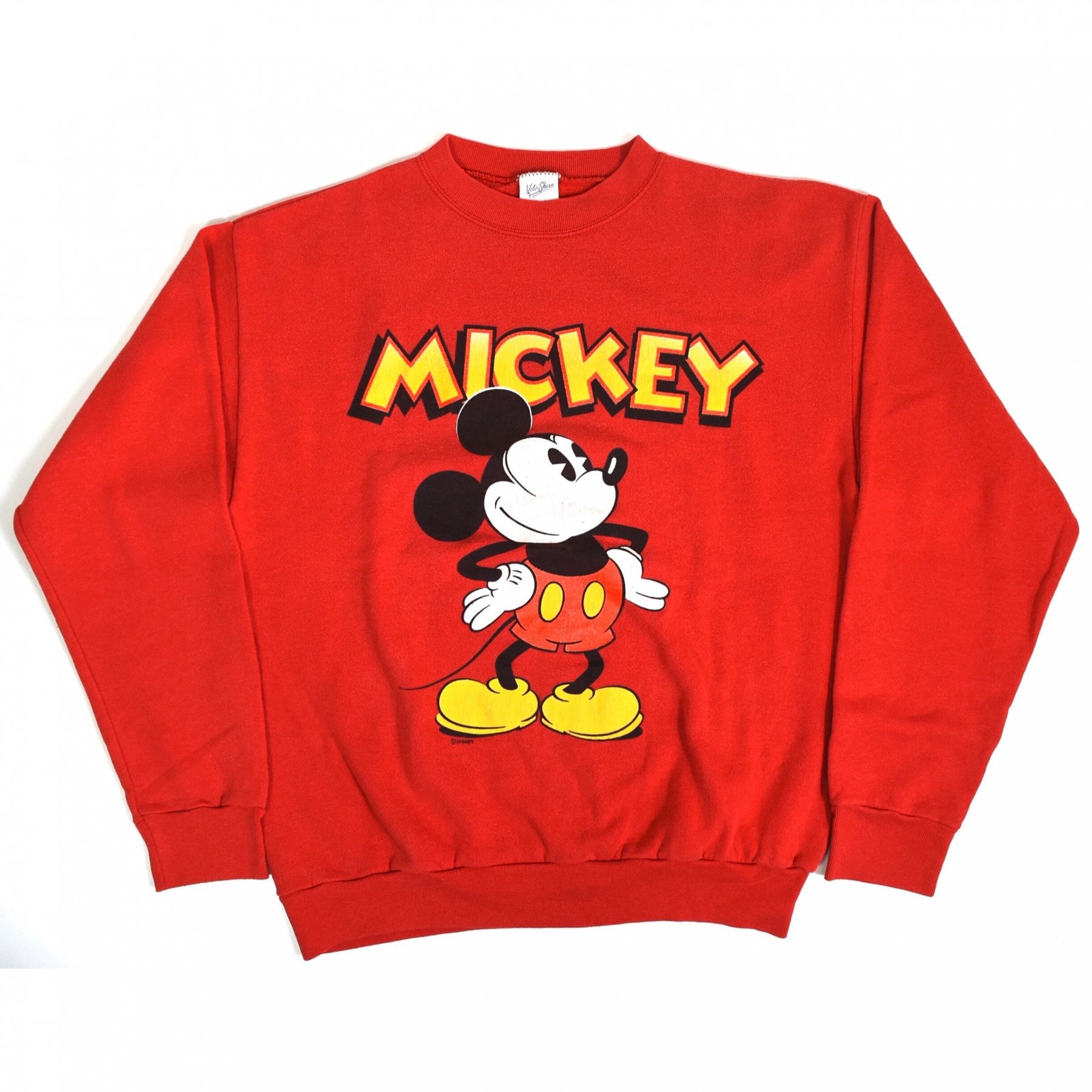 1990s DISNEY MICKEY MOUSE Sweat shirt L MADE IN USA Red
