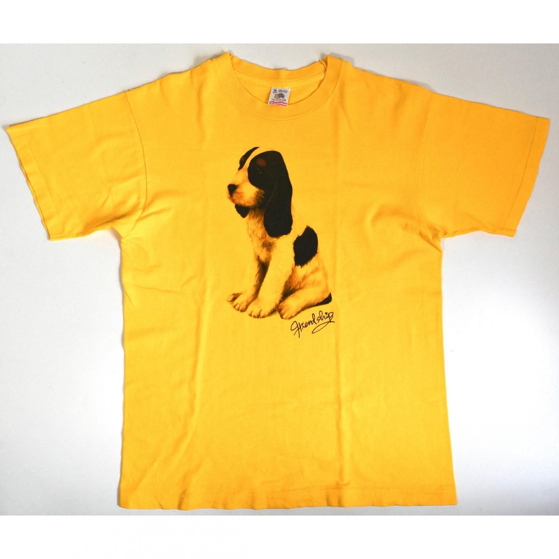 1980-90s English Springer Spaniel Cotton Tee M MADE IN USA Yellow