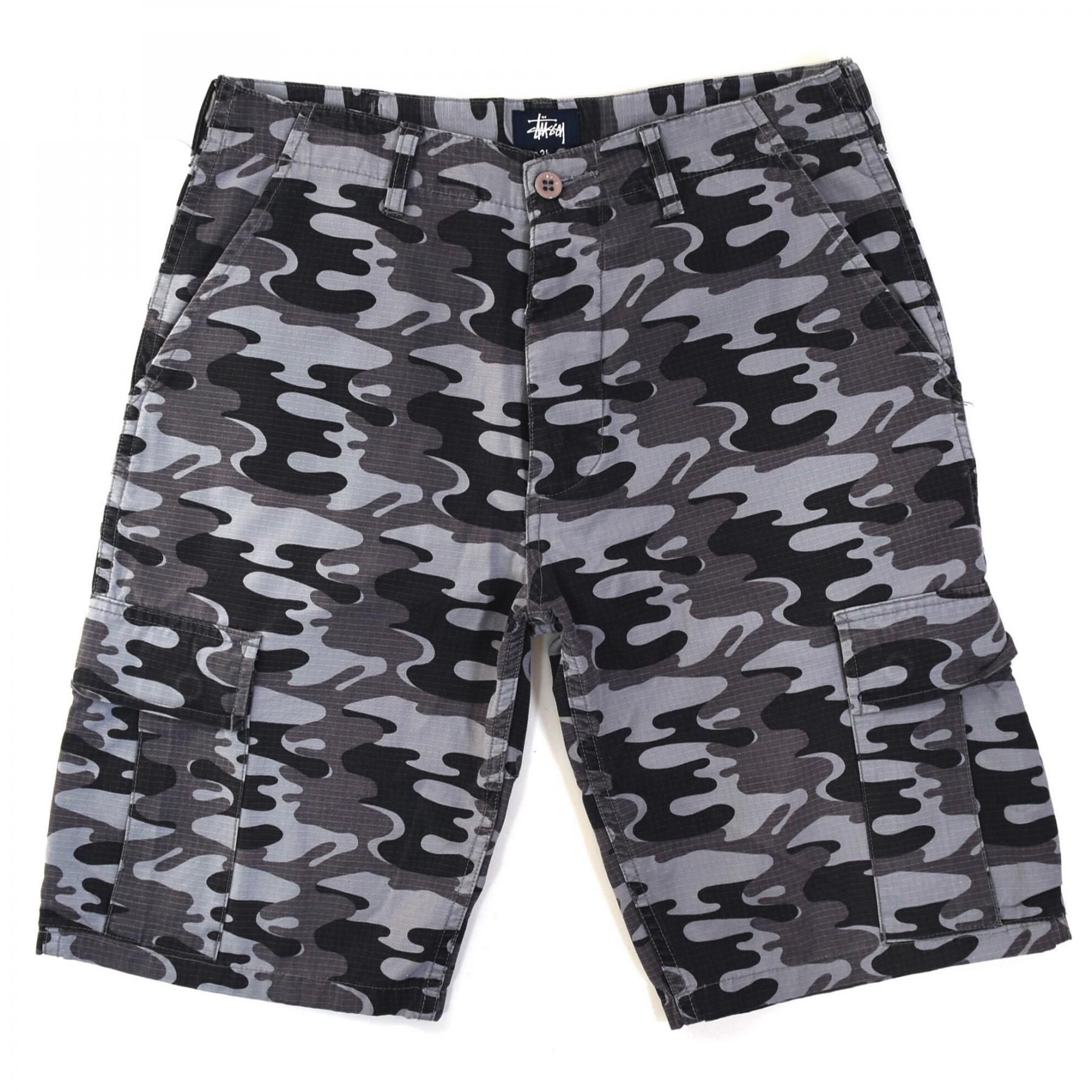 1990s STUSSY Cotton cargo shorts 31 Black camo