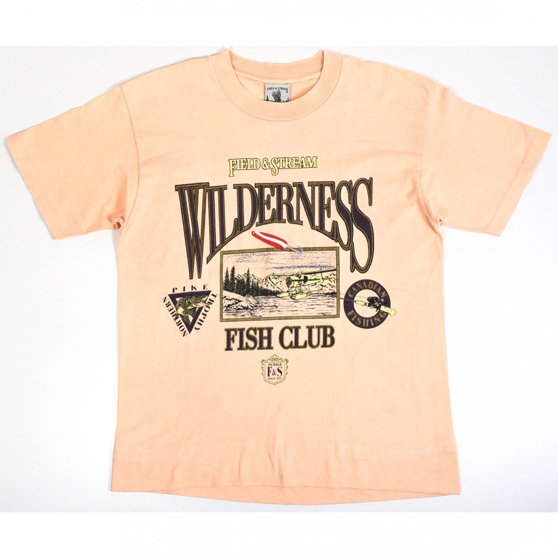 1990s FIELD&STREAM WILDERNESS FISH CLUB Tee L MADE IN USA