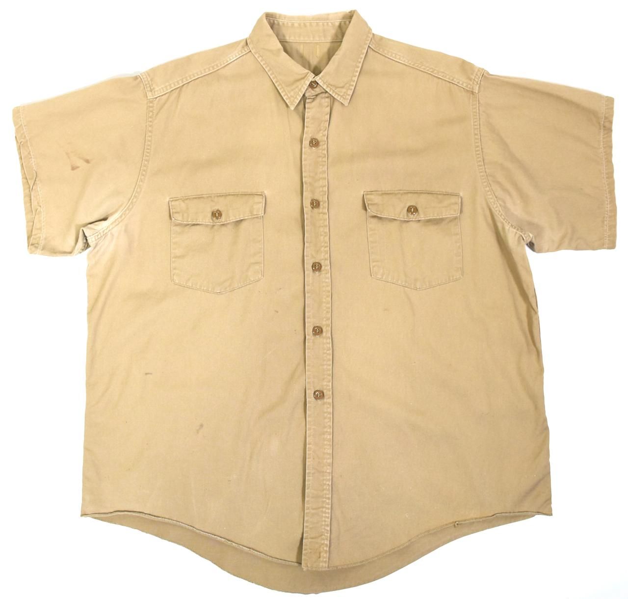 VINTAGE 1960-70s UNKNOWN S/S shirts L Beige