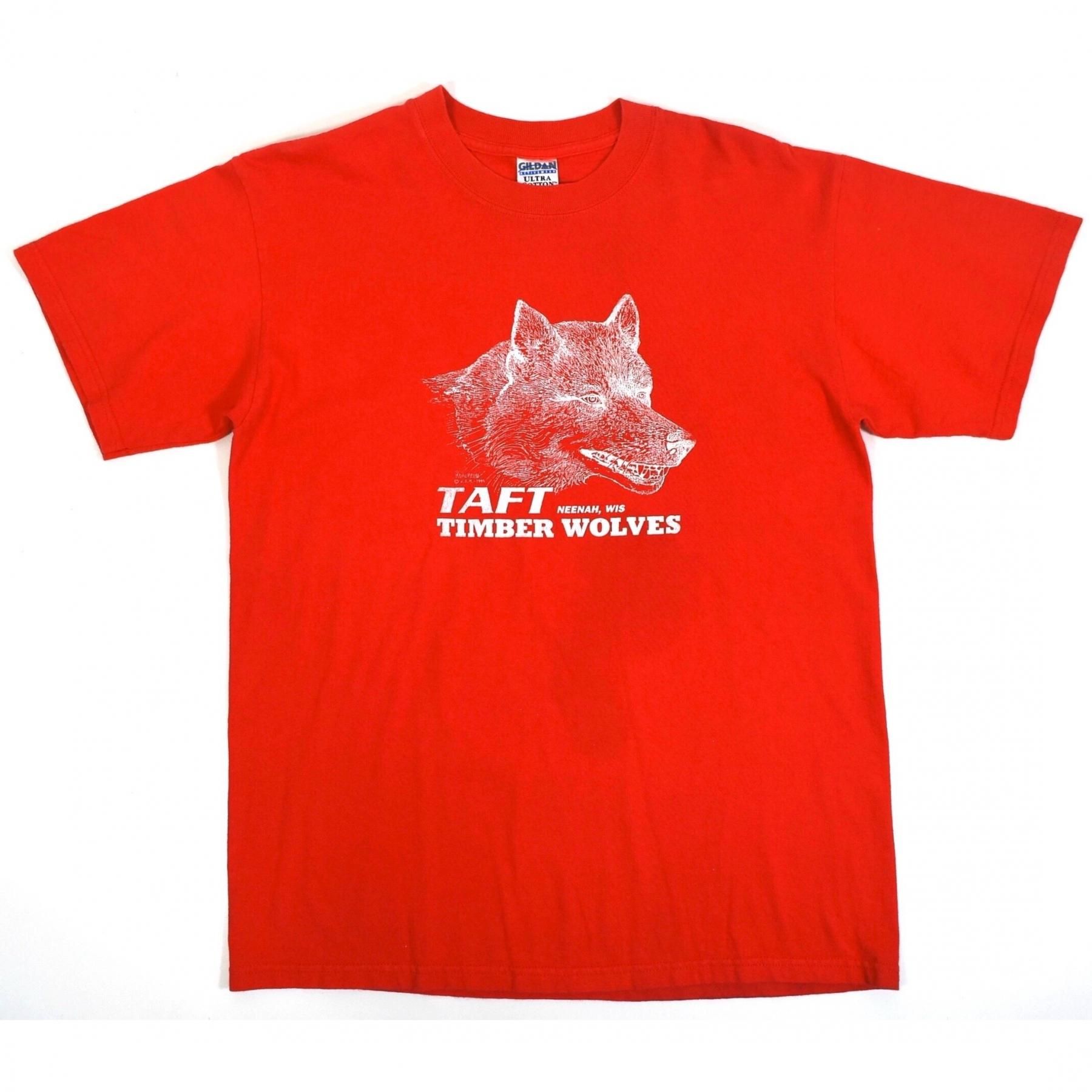 1995 TAFT TIMBER WOLVES S/S Cotton Tee M Red