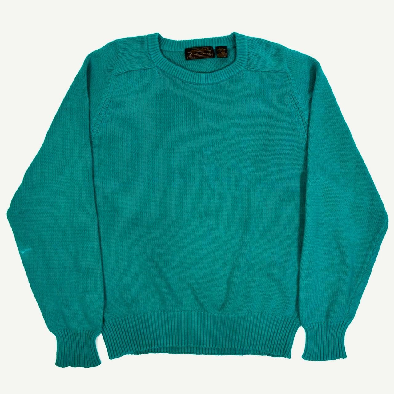 1980-90s Eddie Bauer Cotton knit sweater M MADE IN USA Turquoise green
