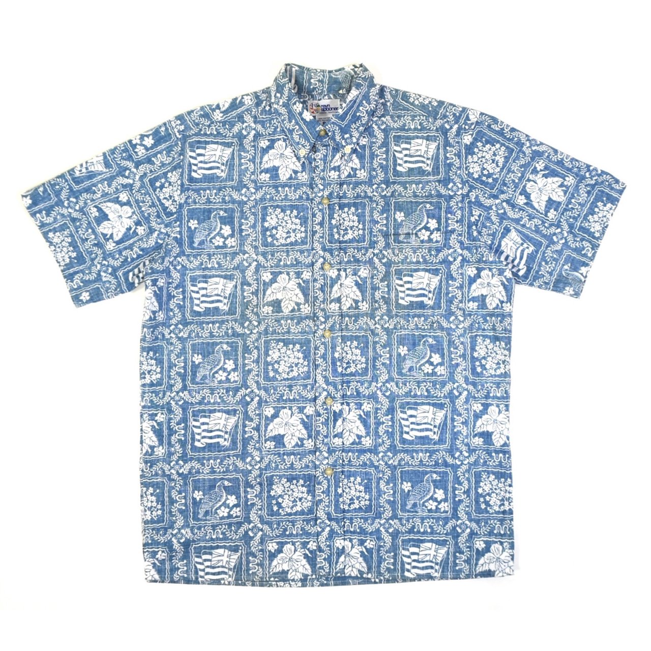 1990s reyn spooner S/S Aloha shirts S TAILORED IN HAWAII Light blue