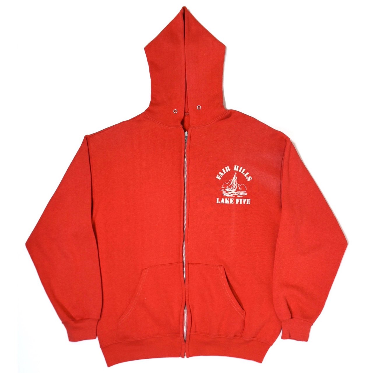 1970s FAIR HILLS LAKE FIVE Full zip sweat hoodie L Red