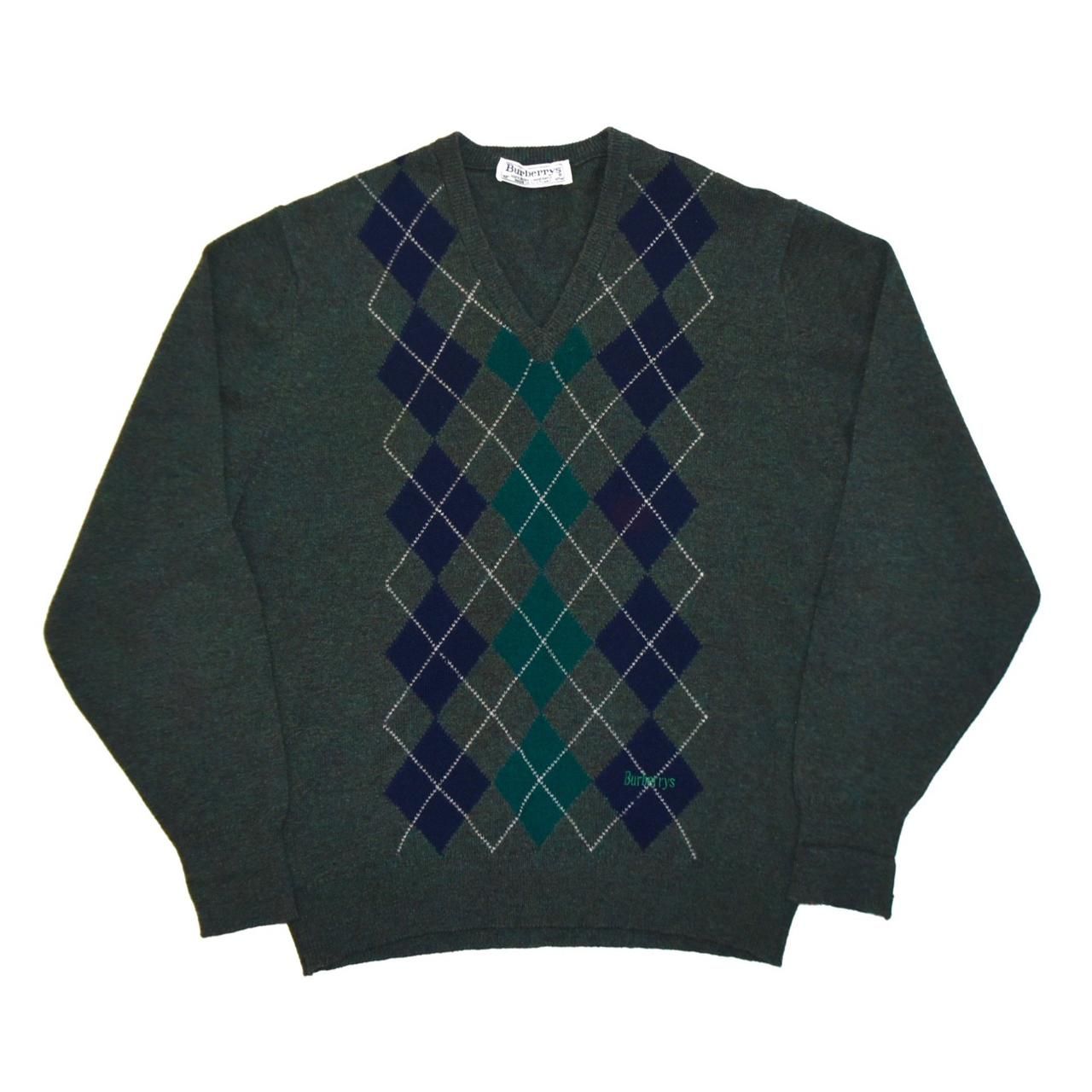 1990s BURBERRY Lambswool knit sweater 42 MADE IN SCOTLAND Moss green