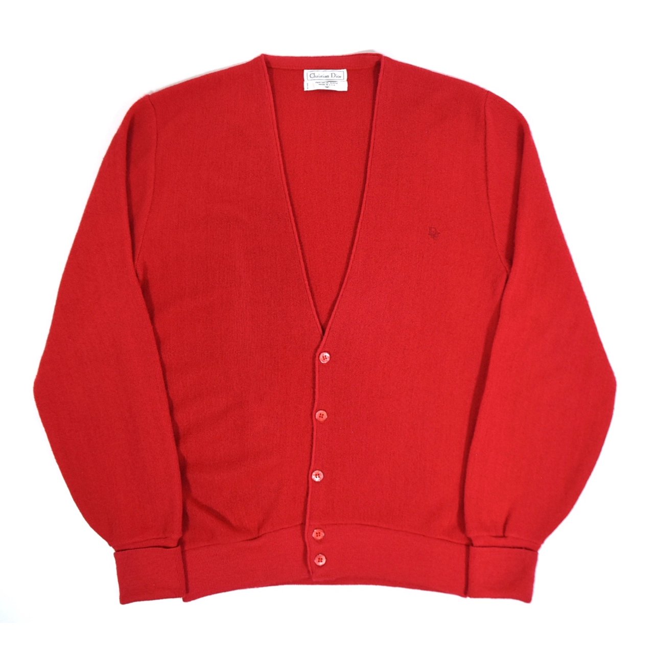 1980s Christian Dior Acrylic knit cardigan M MADE IN USA Red ...