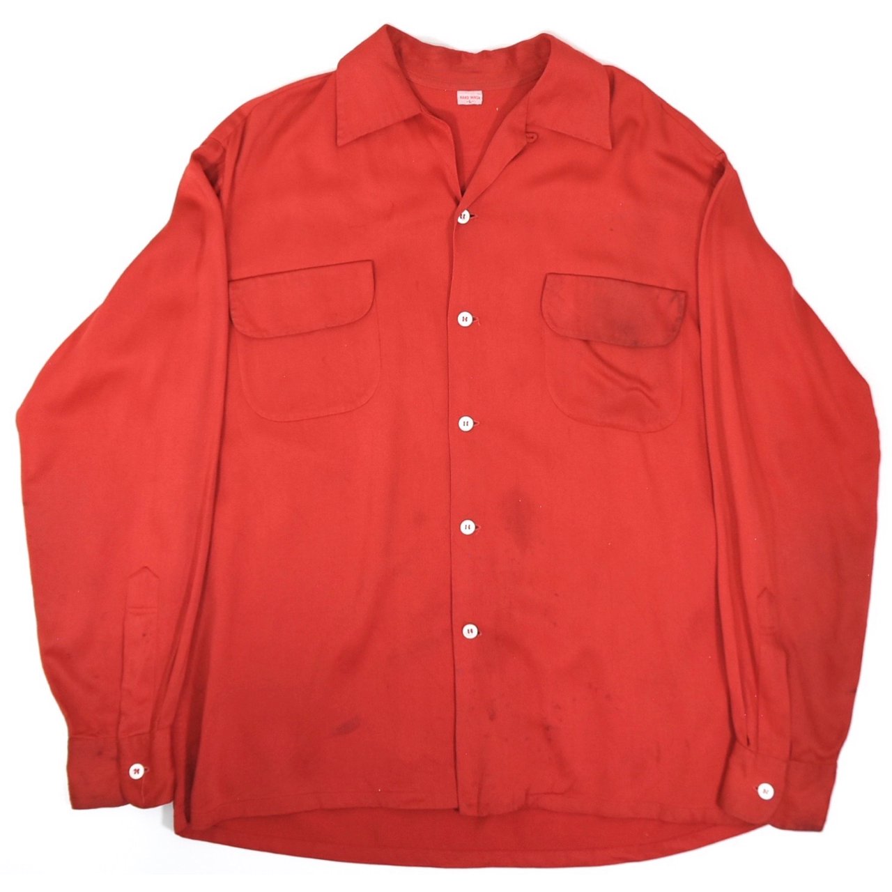 1950~60s UNKNOWN Rayon shirts L Red