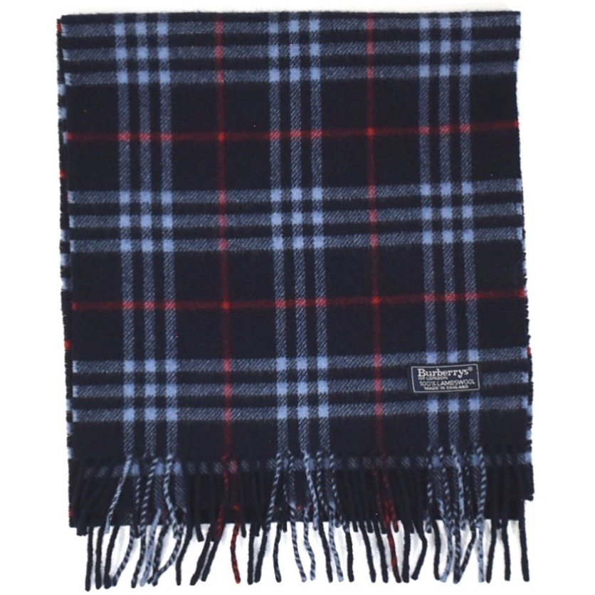 1990s BURBERRY Lambwool scarf MADE IN ENGLAND Navy