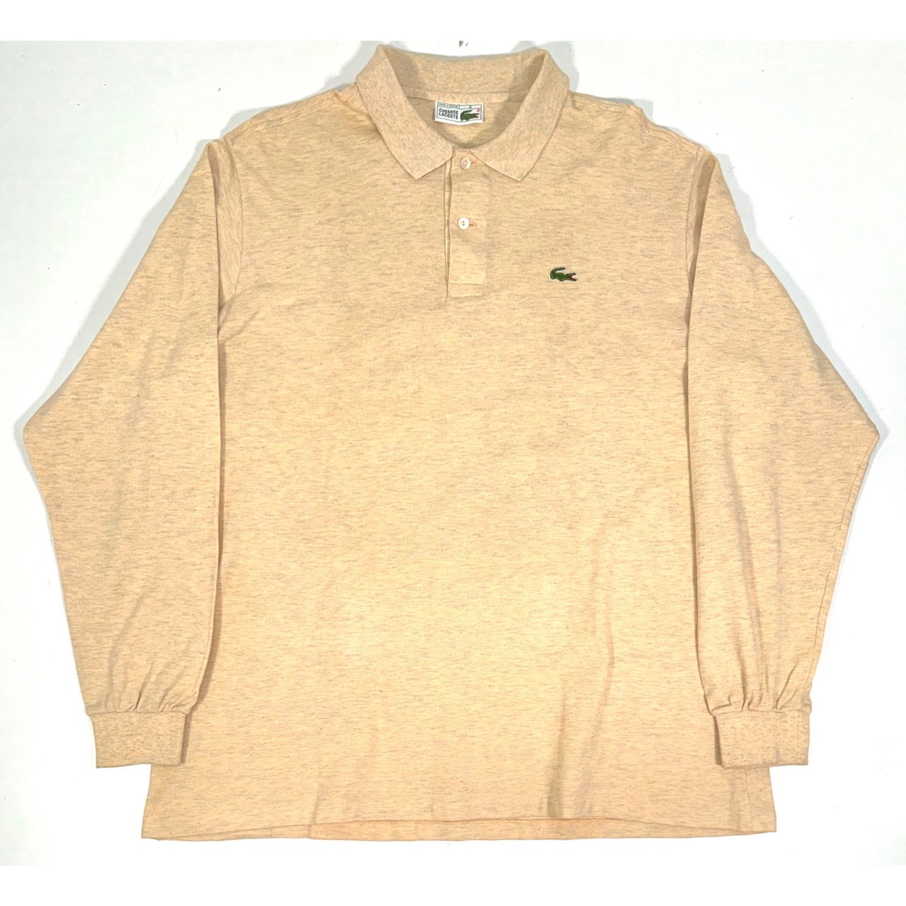 Late1970~1980s LACOSTE L/S Tee 8(XL~) MADE IN FRANCE Beige