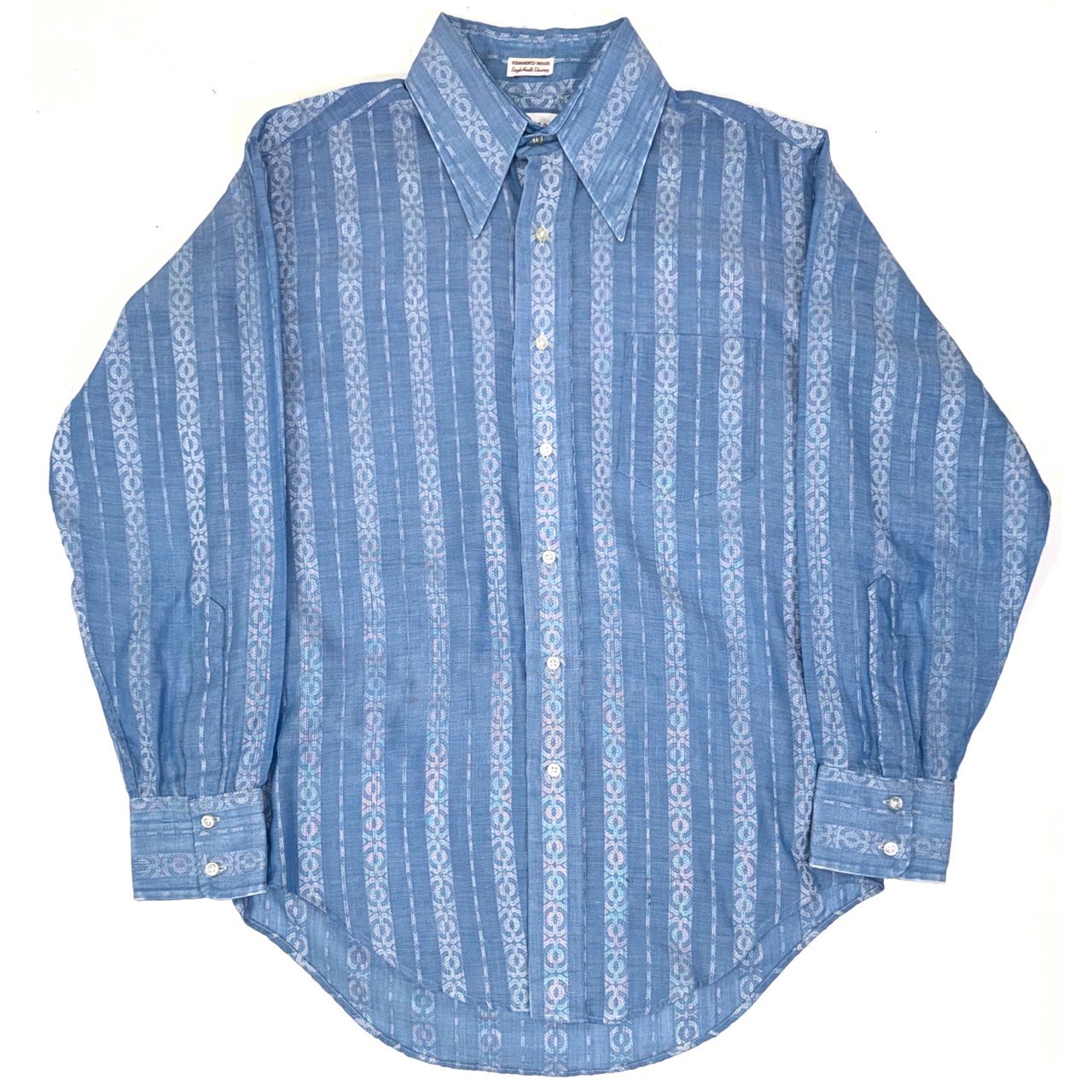 1970s NORMAN SHIRTMAKERS Single Needle Sleeving L/S Cotton shirts L Light blue