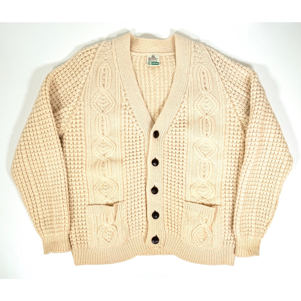 1980~90s Bonne of Ireland Alan knit cardigan L MADE IN IRELAND Natural