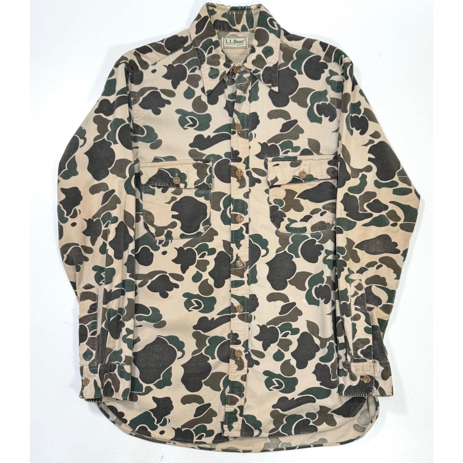 1980s L.L.Bean L/S Cotton shirts L~XL MADE IN USA? Camo