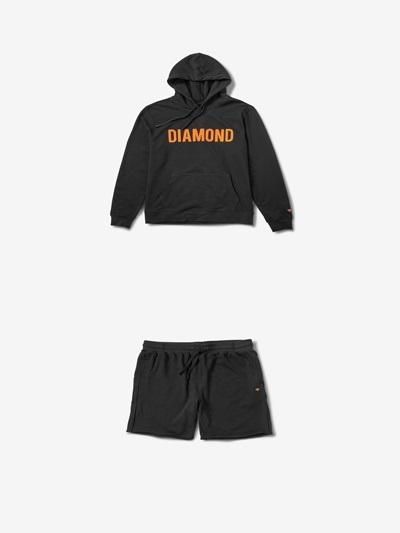 ダイアモンドサプライ Diamond Supply Co ダイアモンドフレンチテリー チームパーカー ショート セットアップ ブラック