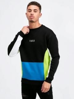 フェーデッド【Faded】ロングTシャツ ロゴ文字入り スウェット クルーネック メンズ ブラック グリーン ブルー