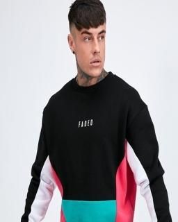 フェーデッド【Faded】スウェットシャツ ロングTシャツ ロゴ文字入り トレーナー ブラック/グリーン/ピンク メンズ