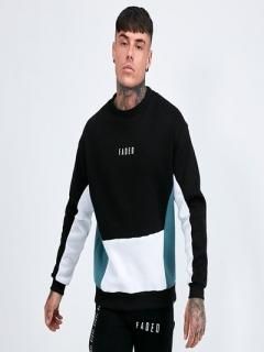 フェーデッド【Faded】ロングTシャツ スウェット クルーネック ロゴ文字入り トレーナー メンズ ブラック/ティール/ホワイト/レッド