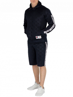 チャンピオン【CHAMPION】メンズ セットアップ ジャージ&ショートパンツ バミューダ ロゴプリント スリムフィット ネイビー