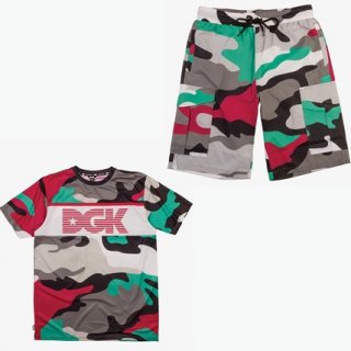 DGK【ディージーケー】迷彩柄 半袖Tシャツ＆ショートパンツ セットアップ カモフラージュ メンズ