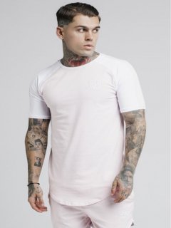 SikSilk【シックシルク】半袖 メンズ 上下 コントラストTシャツ スイムショーツ セットアップ水着兼用 ピーチピンク