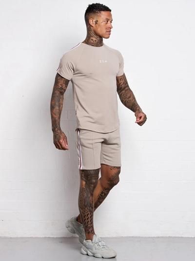 304clothing 304クロージング メンズ 半袖 セットアップ ラグランスリーブ Tシャツ ショートパンツ ストライプ サイドパネル 綿100 ロゴ入り ベージュ 304clothing 304クロージング メンズ 半袖 セットアップ ラグランスリーブ Tシャツ ショートパンツ ストライプ サイドパネル 綿100 ロゴ入り ベージュ