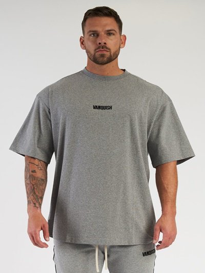 ヴァンキッシュフィットネス【Vanquish Fitness】コントラスト オーバーサイズ 半袖Tシャツ セットアップ グレー