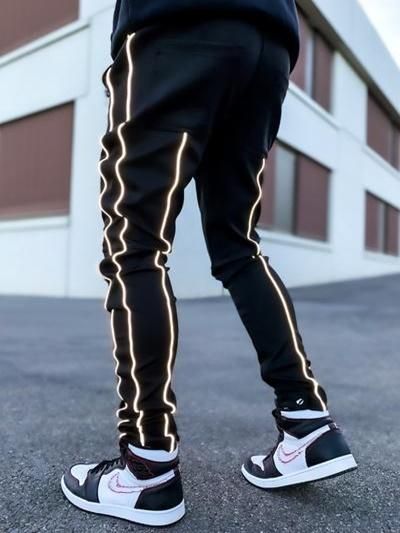 グアピ ジョガーパンツ 通販 | ブラック 反射性パイピングデザイン