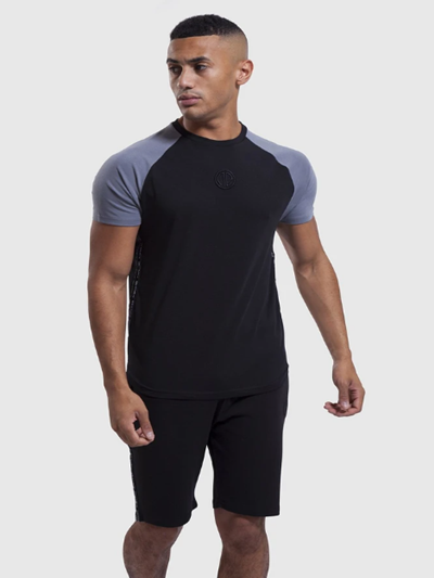 One Athletic【ワン アスレティック】アイバーソン パネルデザイン 半袖Tシャツ&ショートパンツ 上下セット ブラック