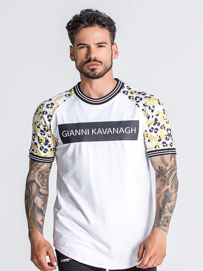 Gianni Kavanagh【ジャンニカバナ】バロック ヒョウ柄 半袖Tシャツ&ジョガーパンツ 上下セット ホワイト