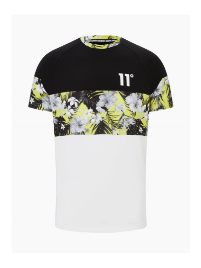 11Degrees【イレブンディグリーズ】半袖Tシャツ ショートパンツ セットアップ フローラル ブラック ホワイト イエロー