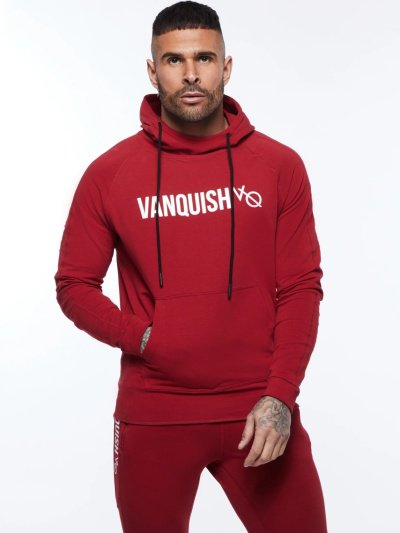 Vanquish Fitness 【ヴァンキッシュフィットネス】 TRIUMPH セットアップ フーディ— スリムフィット レッド