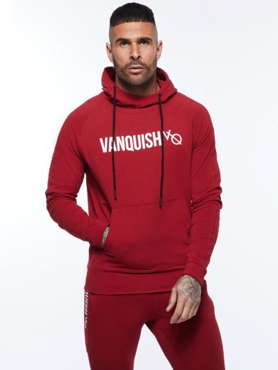 Vanquish Fitness【ヴァンキッシュフィットネス】 Triumph パーカー＆ショートパンツ セットアップ スリムフィット レッド
