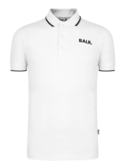 BALR.【ボーラー】 メッキロゴ ポロシャツ 半袖 ラインデザイン ホワイト/ブラック