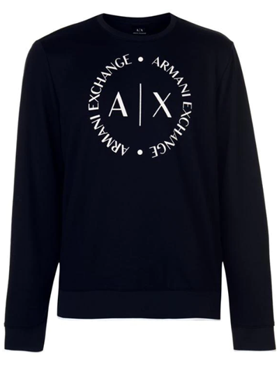 ARMANI EXCHANGE【アルマーニ エクスチェンジ】 サークルロゴ スウェットシャツ レギュラーフィット ポリエステル カジュアル ネイビー/グレー/ブラック