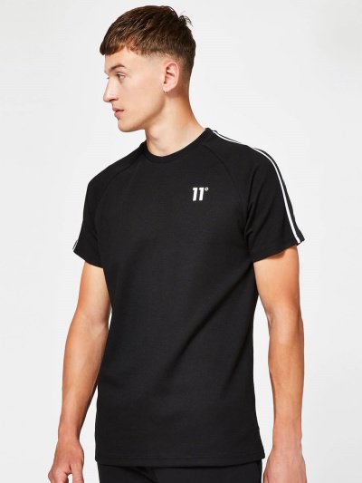 11Degrees 【イレブンディグリーズ】半袖Tシャツ&ショートパンツ セットアップ オーバーサイズ テーピングライン ブラック