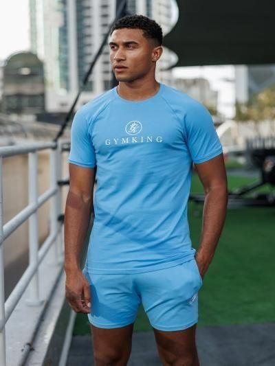 ジムキング 【GYMKING】 ジャージー プロ 上下セットアップ 半袖ラグラン トップス＆ボトムス スリムフィットアズールブルー/ピンク/ブラック/グレー/マリンブルー