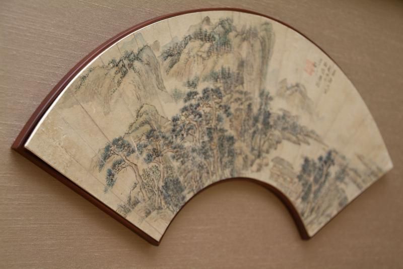 中国書画 扇面額装 no.25 「山水図」 梅江 - 書道用具専門店