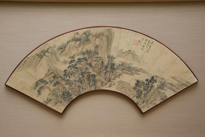 中国書画 扇面額装 no.25 「山水図」 梅江 - 書道用具専門店