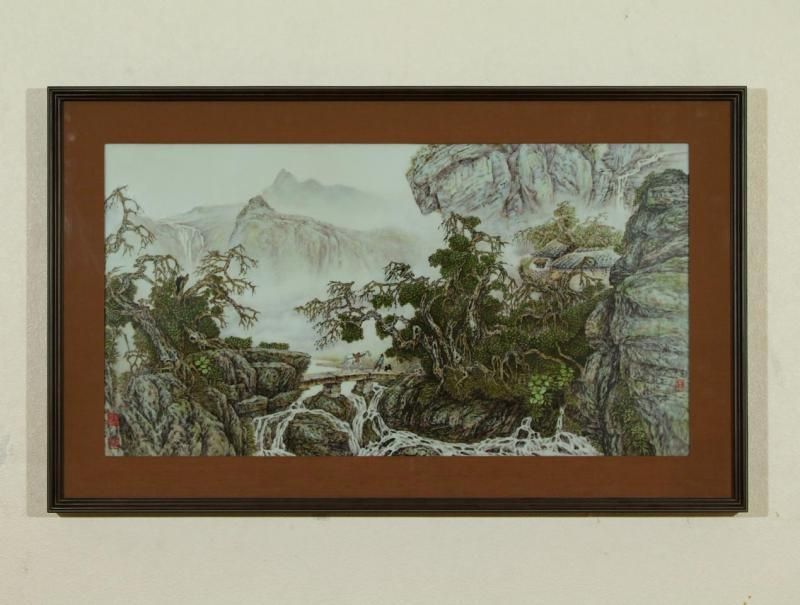 景徳鎮 手描き陶板粉彩画 木額付 - 書道用具専門店 西本皆文堂 オンラインショップ