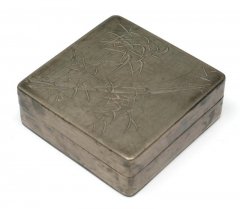 古玩 竹彫墨盒 