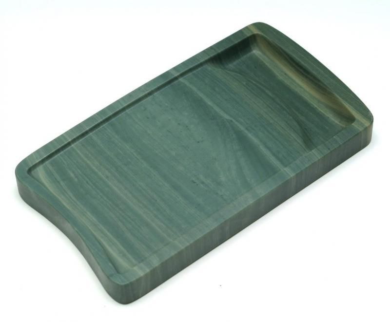 人気ショップ 松花石蓮塘硯 置物（松花江緑石 美術品 工芸品 文房具 書道具 工芸品