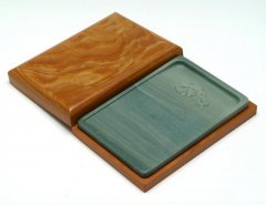 松花江緑石 木紋褐色石匣硯 5インチ 