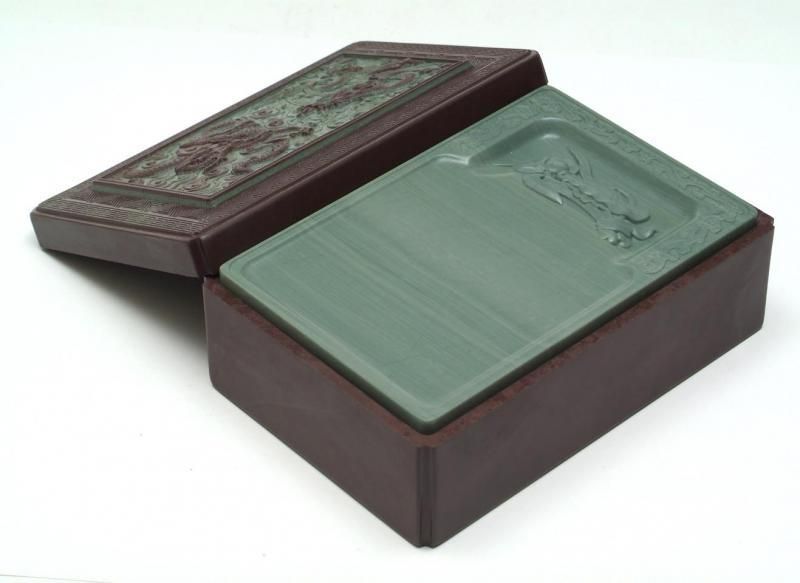 美品 硯屏☆書道具 中国☆木製☆利楼宝芝波