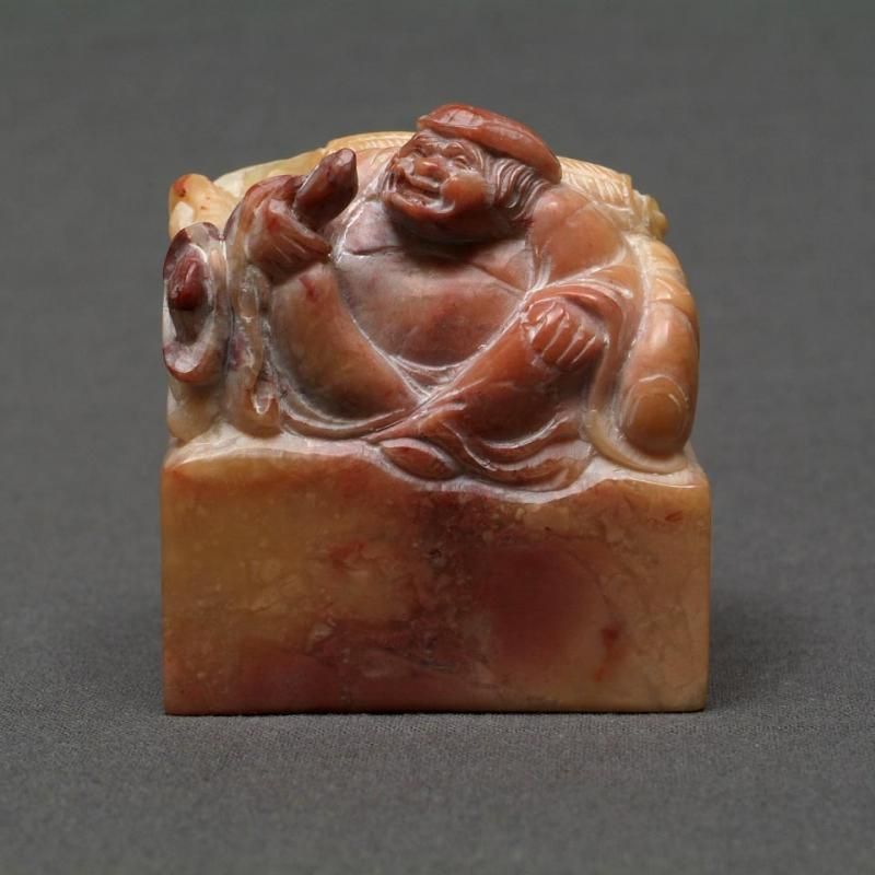 古印材「寿山石獅子鈕一対」/落款「董大年」/木箱入