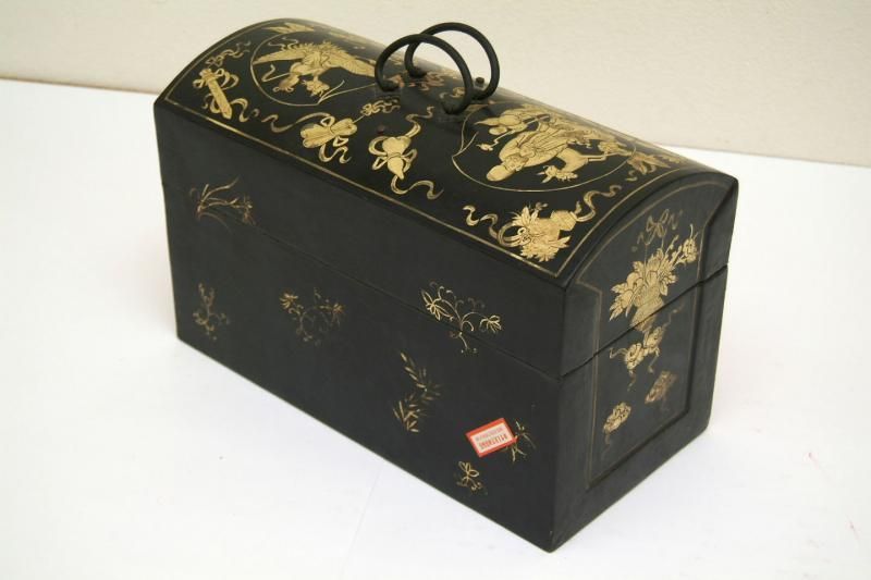 漆皮箱 文房具収納箱 黒漆金彩 仙人図 - 書道用具専門店 西本皆文堂