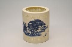 e2756 古伊万里 染付 筆筒 高さ10.8cm 書道具 筆立 ペン立 e2756 古伊万里 染付 筆筒 高さ10.8cm 書道具 筆立 ペン立