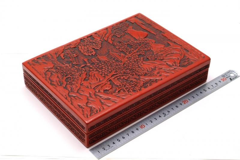 仙台堆朱 楼閣山水図硯箱 中古品 書道用具専門店 西本皆文堂 オンラインショップ 仙台堆朱 楼閣山水図硯箱 中古品 書道用具専門店 西本皆文堂 オンラインショップ