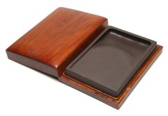 宋坑 長方淌池硯  6インチ 楠製硯匣