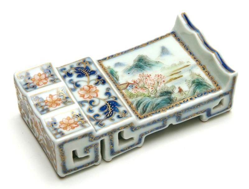京都6☆ 景徳鎮名瓷 中国 書道具セット 陶器 文鎮 筆置き