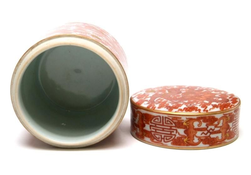 景徳鎮 蓋血紅彩雲龍図缶【一品物】 - 書道用具専門店 西本皆文堂